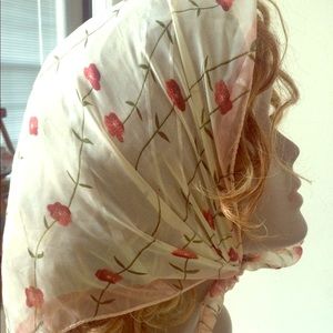 Retro Silk Scarf Unbranded Roses!~